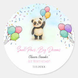 愛らしい赤ちゃんパンダの1歳の誕生日パーティー ラウンドシール