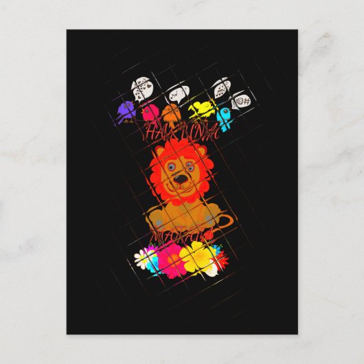 愛らしい赤ちゃんライオンのアートデザインモチーフ ポストカード (正面)