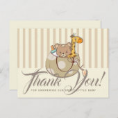 愛らしい赤ちゃん動物バスケット赤ちゃんシャワーありがとう ポストカード (正面/裏面)