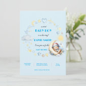 愛らしい赤ちゃん男の子のシャワー招待状 招待状 (スタンド正面)