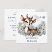 愛らしい赤ちゃん鹿の冬をテーマにしたパーソナライズされたギフト 招待状 (正面/裏面)