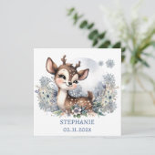 愛らしい赤ちゃん鹿の冬をテーマにしたパーソナライズされた、 招待状 (スタンド正面)