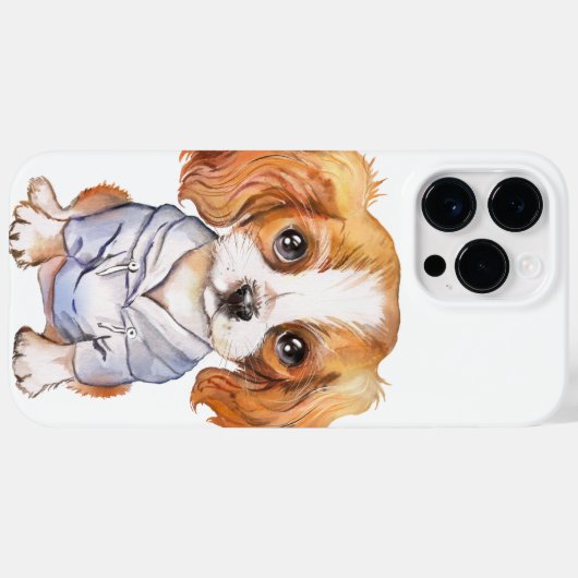 愛らしい赤と白のカヴァリエスパニエル犬子犬 Case-Mate iPhoneケース (裏面 (横))