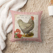 愛らしい赤と白のヴィンテージのオンドリ枕 クッション (ブランケット)