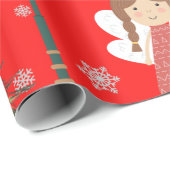 愛らしい赤と緑のクリスマスパターンの子供 ラッピングペーパー (ロールコーナー)