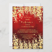 愛らしい赤スタイリッシュい水の色の花のベビーシャワー 招待状 (正面)