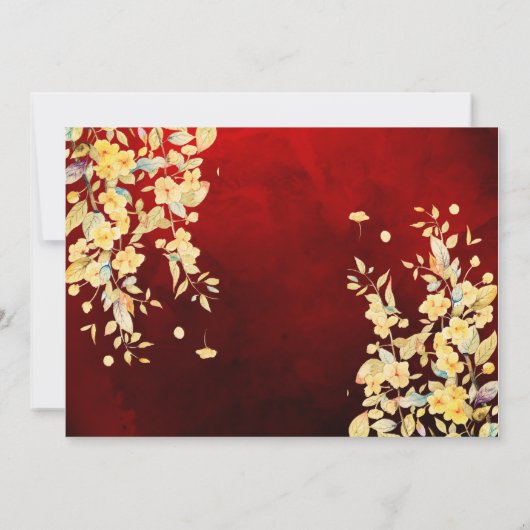 愛らしい赤スタイリッシュい水の色の花のベビーシャワー 招待状 (裏面)