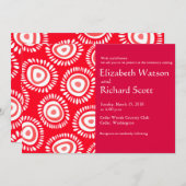 愛らしい赤ファンキーい花結婚式招待状 招待状 (正面/裏面)