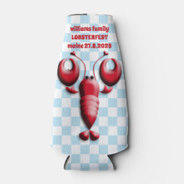 愛らしい赤ロブスターハートピンカース市松模様にブルー ボトルクーラー