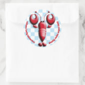 愛らしい赤ロブスターハートピンカース市松模様にブルー ラウンドシール (バッグ)