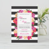 愛らしい赤面ピンク明るい赤紫色フローラボホ結婚ス 招待状 (スタンド正面)