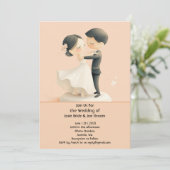 愛らしい踊りデュオ結婚式招待状 招待状 (スタンド正面)