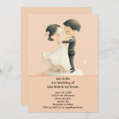 愛らしい踊りデュオ結婚式招待状 招待状 (正面/裏面)