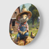 愛らしい農家マウスの壁時計 ラージ壁時計 (傾斜)