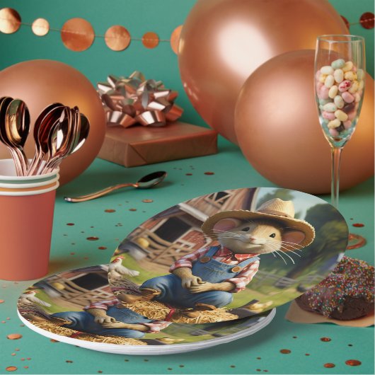 愛らしい農家マウス紙パーティープレート ペーパープレート (複数)