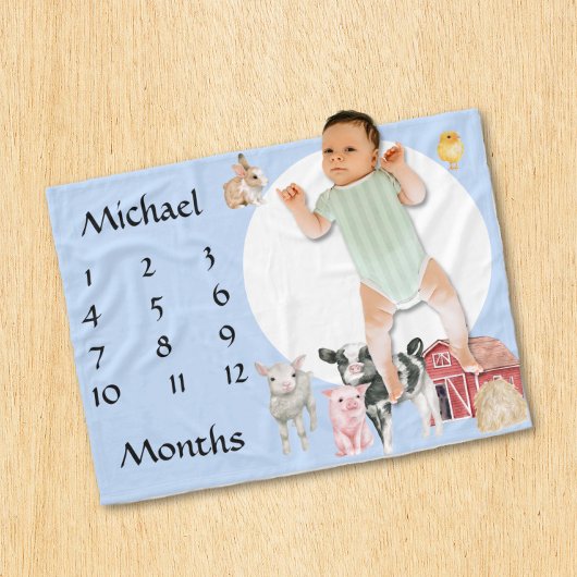 愛らしい農業動物水彩キープサケベビー フリースブランケット