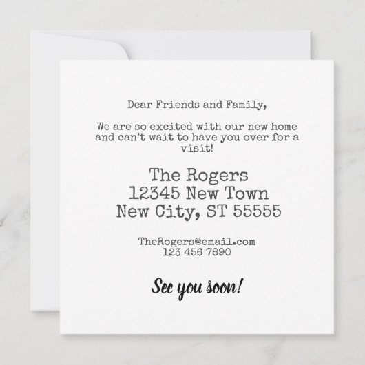 愛らしい近所の引っ越しました 案内状 (裏面)