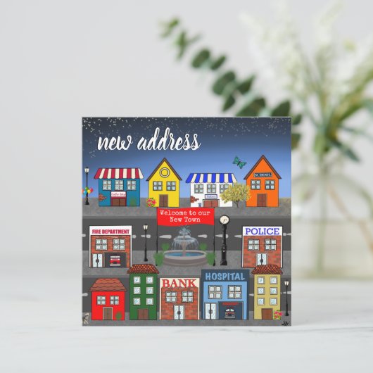 愛らしい近所の新しい住所のお知らせ 案内状 (スタンド正面)