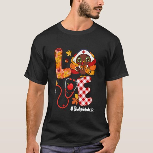 愛らしい透析技師さん、七面鳥の可愛い感謝祭デザイン Tシャツ (正面)
