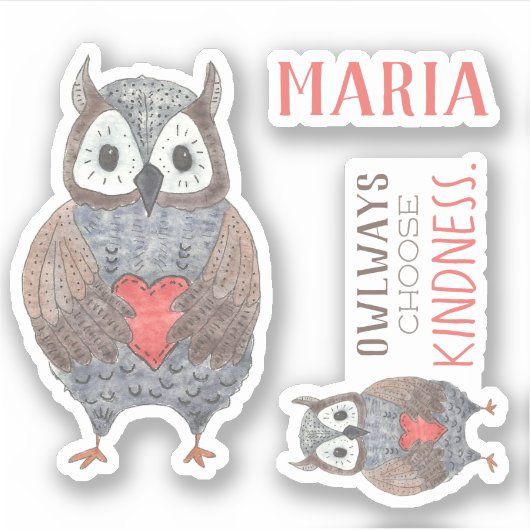 愛らしい通り道が親切角フクロウ群を選ぶ シール (正面)