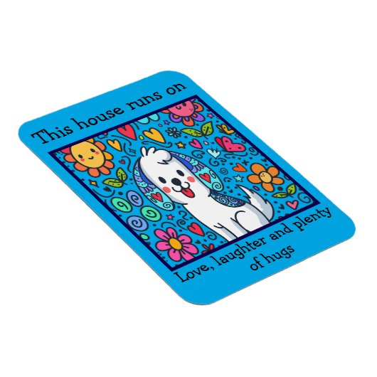 愛らしい遊び心のある犬のメッセージ付き マグネット (右側)