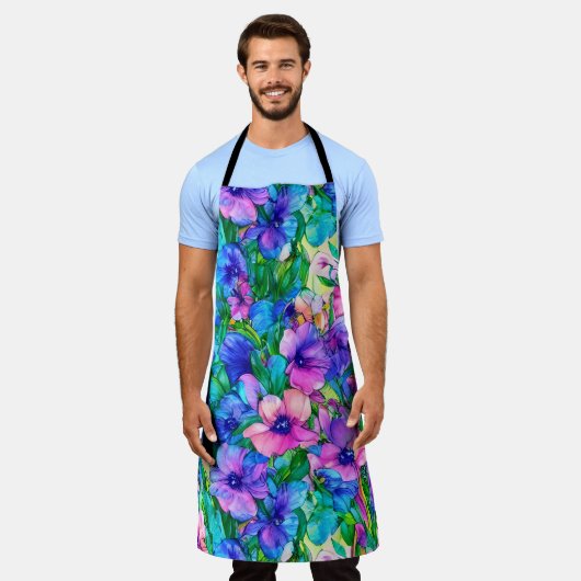 愛らしい野生のバラ エプロン (着用した状態)