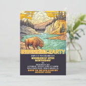 愛らしい野生バッファローバースデーパーティ招待状 招待状 (スタンド正面)