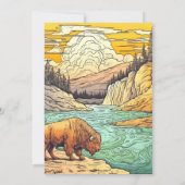 愛らしい野生バッファローバースデーパーティ招待状 招待状 (裏面)