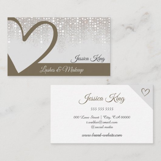 愛らしい金ゴールドを滴らせるハートの書道の瞬き 名刺 (正面/裏面)