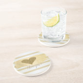 愛らしい金ゴールドグリッターストライプハート – 私はあなたを愛するモーメント コースター (側面)