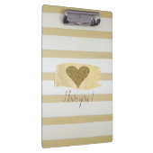 愛らしい金ゴールドグリッターストライプハートI Love You クリップボード (右)