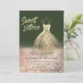 愛らしい金ゴールドドレ魅力的スが赤グラデーションく輝いた 招待状 (スタンド正面)