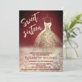 愛らしい金ゴールドドレ魅力的スの輝きグラデーション 招待状 (スタンド正面)