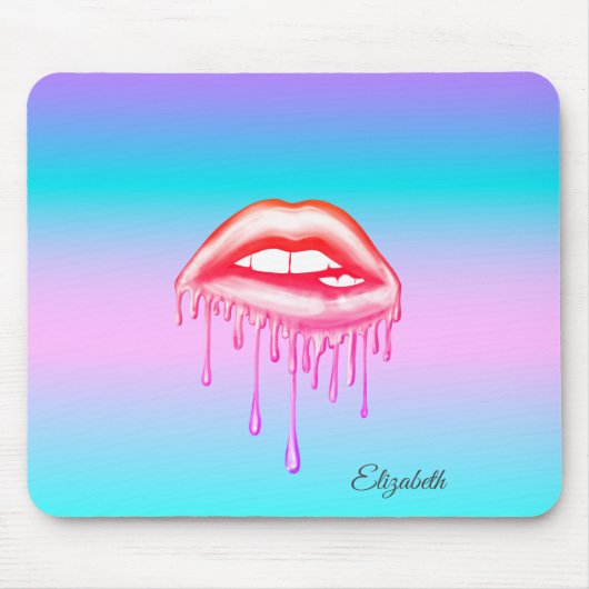 愛らしい金属滴下唇ホログラフィック マウスパッド (正面)
