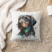 愛らしい金髪のダックシュント子犬の水彩画 クッション (ブランケット)