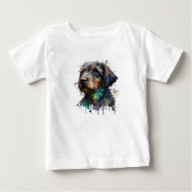 愛らしい金髪のダックシュント子犬の水彩画