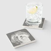 愛らしい鉛筆シーズー(犬)Tzuマーブルコースター ストーンコースター (横)