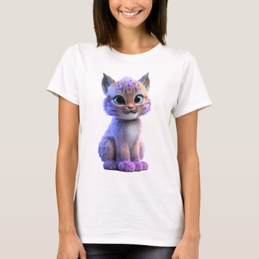愛らしい銀河の紫色のヤマネコの子猫 女性 Tシャツ (正面)