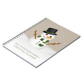 愛らしい雪だるまとカスタムタイトルのクリスマス ノートブック (左側)