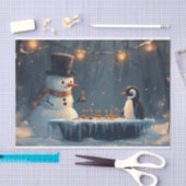 愛らしい雪だるまとペ遊ンギン 薄葉紙 (クラフト)