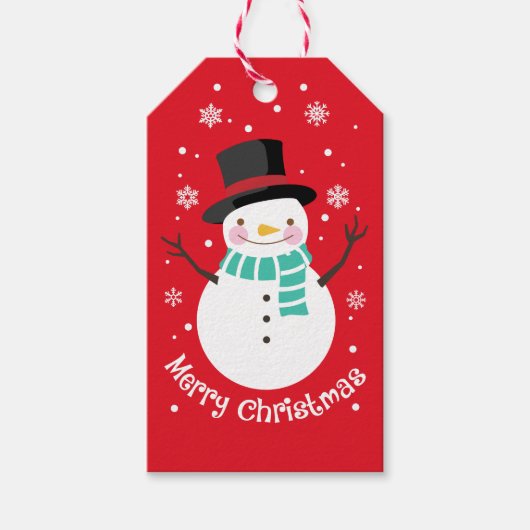 愛らしい雪だるまイン・スノー ギフトタグ (正面)
