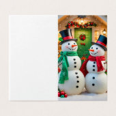 愛らしい雪だるまクリスマスカード (外部フラット)