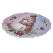 愛らしい雪だるまクリスマスリース カッティングボード (角)