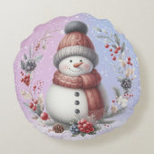 愛らしい雪だるまクリスマスリース ラウンドクッション (裏面)
