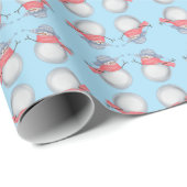 愛らしい雪だるまパターンのラッピング紙 ラッピングペーパー (ロールコーナー)