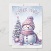愛らしい雪だるま冬のクリスマス シーズンカード (正面)