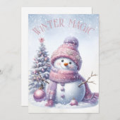愛らしい雪だるま冬のクリスマス シーズンカード (正面/裏面)