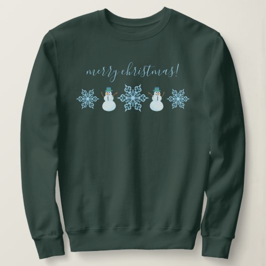愛らしい雪だるま&スノーフレークChristmas Sweatshirt スウェットシャツ (デザイン正面)