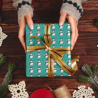 愛らしい雪だるま ラッピングペーパー