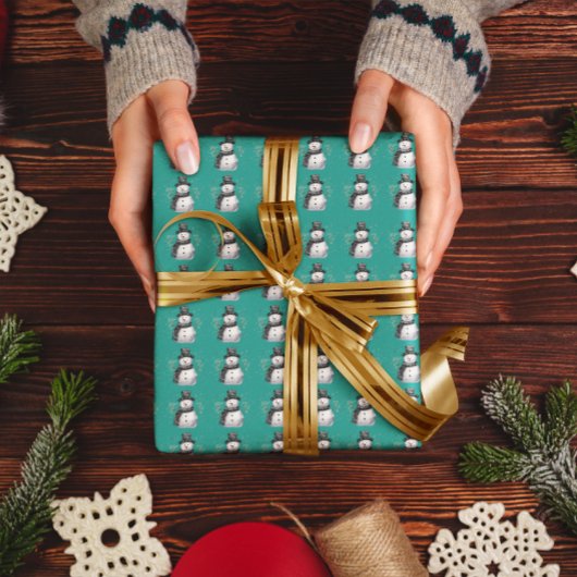 愛らしい雪だるま ラッピングペーパー